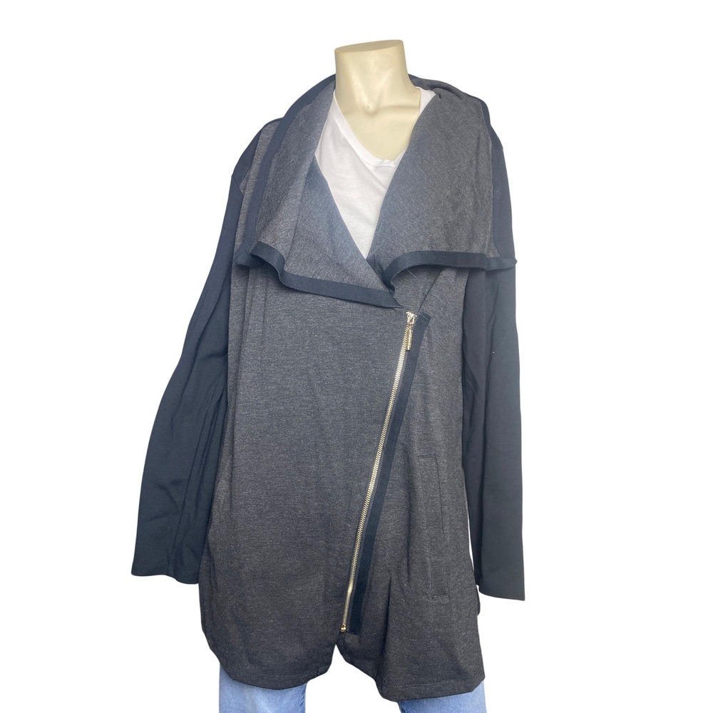 Calvin Klein Performance Women's Asymmetrical Zip Jacket 2X Gray Black